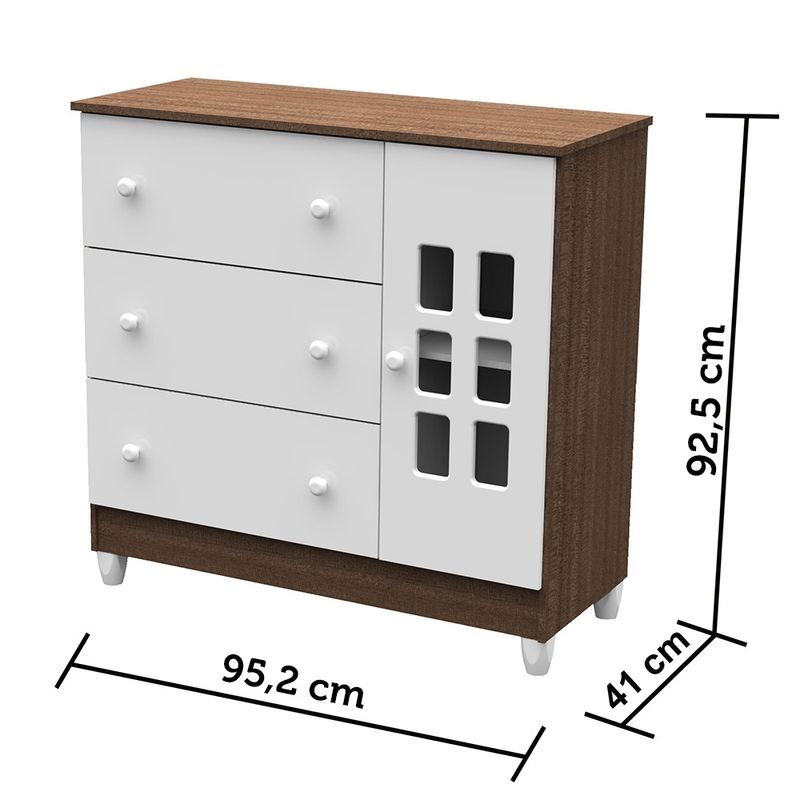 Quarto de Bebê Guarda Roupa Ariane 3 Portas com Gavetas Cômoda com Porta 3  Gavetas Bianca Berço 3 em 1 Gabrielle Amadeirado Carolina Baby